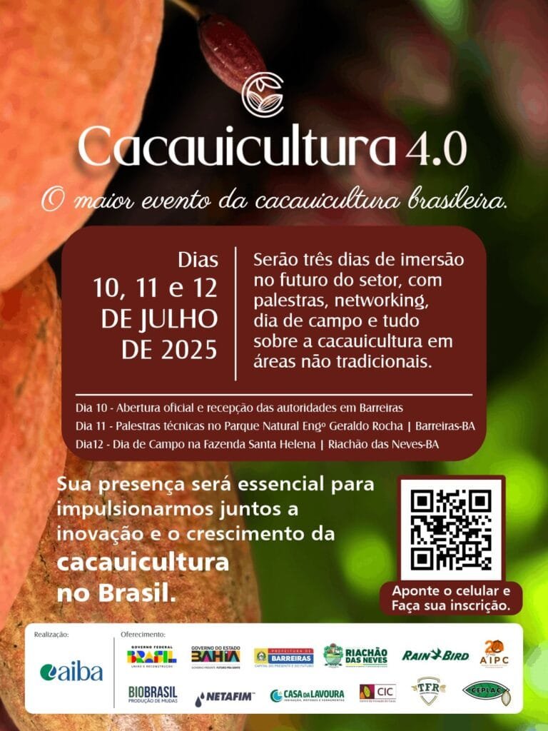 Contagem regressiva para o maior evento da cacauicultura brasileira: Cacauicultura 4.0 será realizado em Barreiras e Riachão das Neves