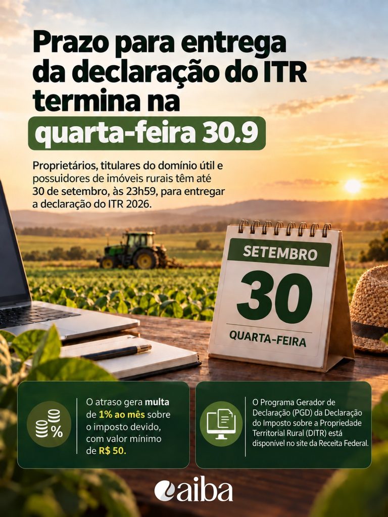 Produtores rurais têm até 30 de setembro para entregar declaração do ITR